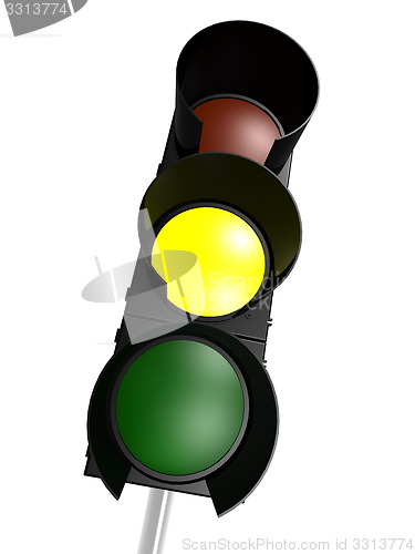 Image of Traffic light with yellow on