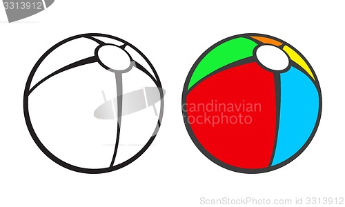 Image of Toy beach ball  for coloring book isolated on white. 