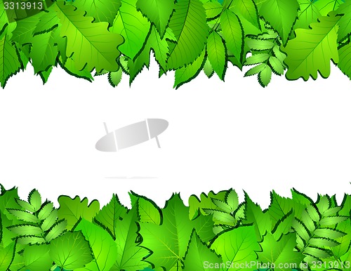 Image of Horizontal seamless background with green leaves.