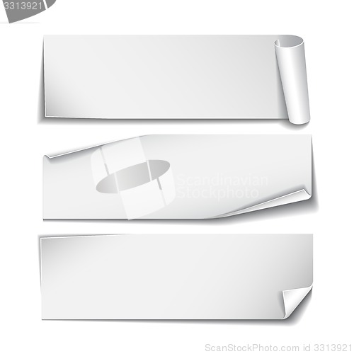 Image of Set of rectangular paper stickers on white background.