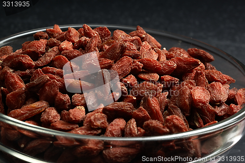 Image of Dried goji berries on the table.