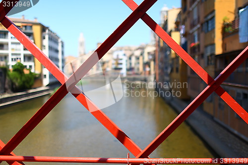 Image of red bridge Steel structure 