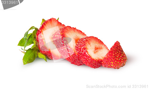 Image of Sliced fresh juicy strawberries rotated