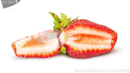 Image of Cut in ripe juicy strawberries