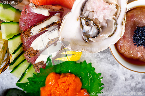 Image of fresh sushi choice combination assortment selection 