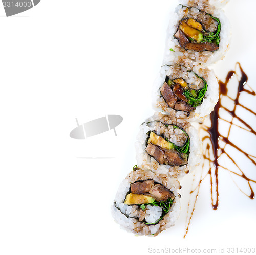 Image of fresh sushi choice combination assortment selection 