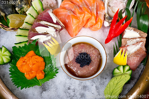 Image of fresh sushi choice combination assortment selection 