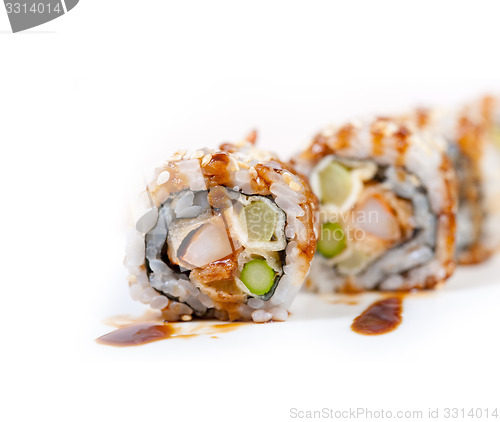 Image of fresh sushi choice combination assortment selection 