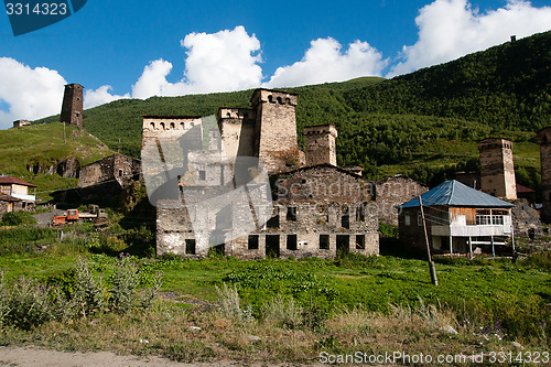 Image of Towers in mountain village