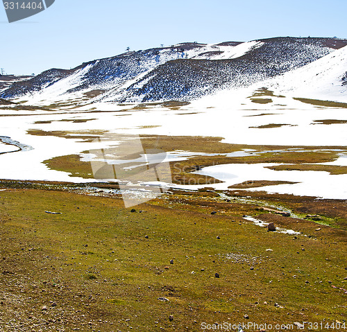 Image of hill in   africa morocco the atlas valley dry mountain ground is