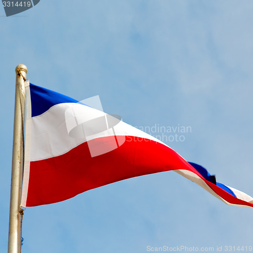 Image of french waving flag in the blue sky  france  colour and wave