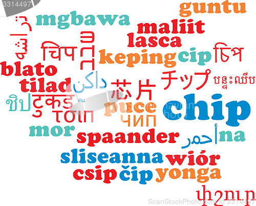 Image of Chip multilanguage wordcloud background concept