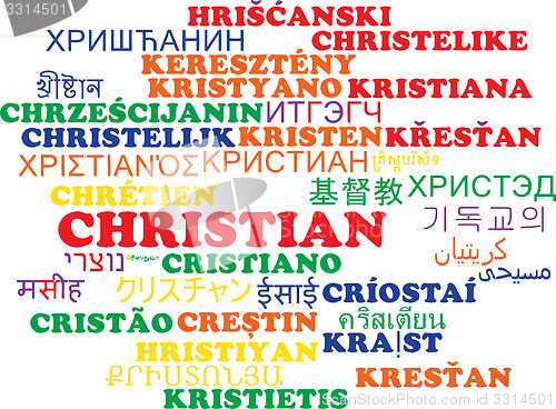 Image of Christian multilanguage wordcloud background concept
