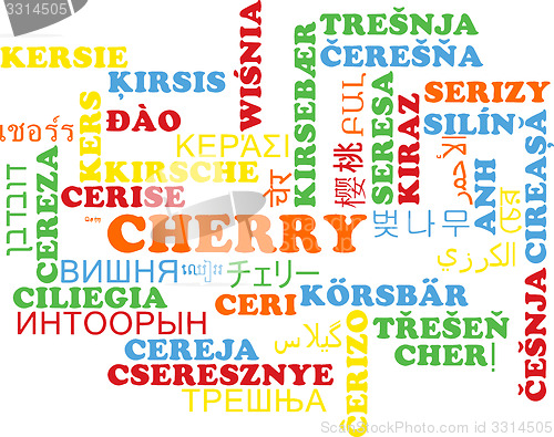 Image of Cherry multilanguage wordcloud background concept