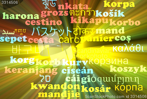 Image of Basket multilanguage wordcloud background concept glowing