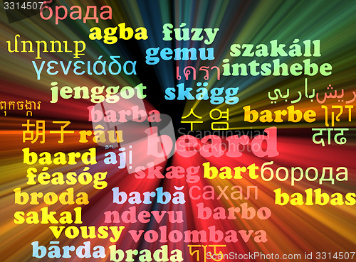 Image of Beard multilanguage wordcloud background concept glowing