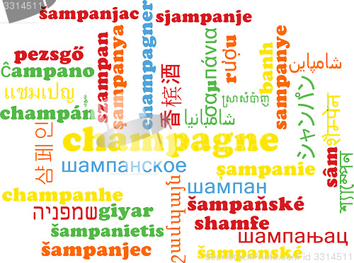 Image of Champagne multilanguage wordcloud background concept