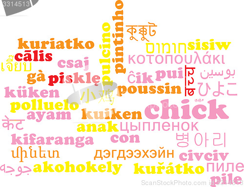Image of Chick multilanguage wordcloud background concept