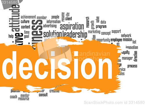 Image of Decision word cloud with yellow banner