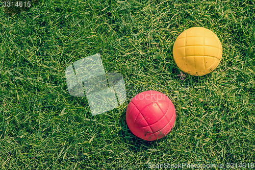 Image of Boccia garden game on the lawn