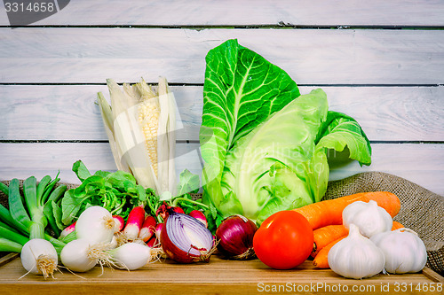 Image of Vegetables on a wooden table