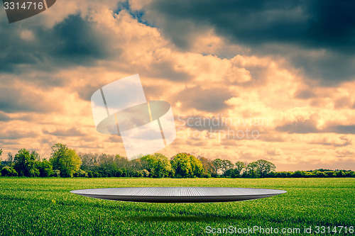 Image of Futuristic stage in cloudy weather