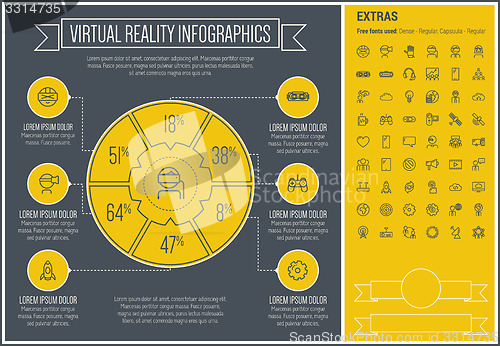 Image of Virtual Reality Line Design Infographic Template