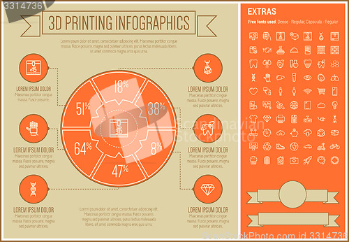 Image of Three D Printing Line Design Infographic Template