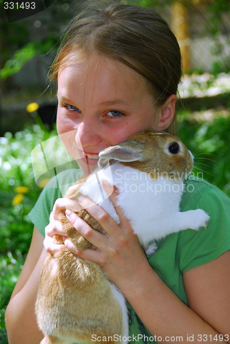 Image of Girl and bunny