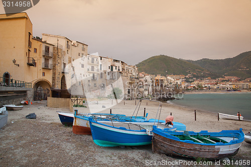 Image of Sunrise in Cefalù, Sicily, Italy. 