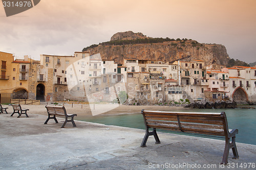 Image of Sunrise in Cefalù, Sicily, Italy. 