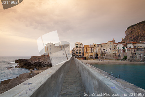 Image of Sunrise in Cefalù, Sicily, Italy. 