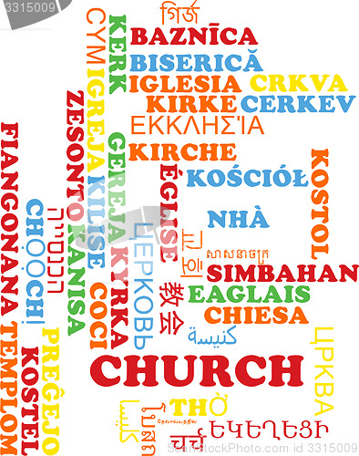 Image of Church multilanguage wordcloud background concept