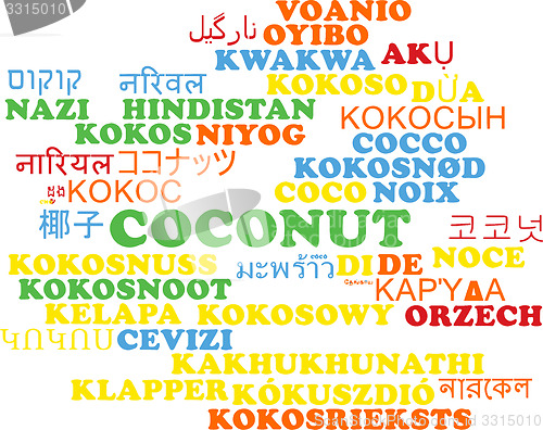 Image of Coconut multilanguage wordcloud background concept