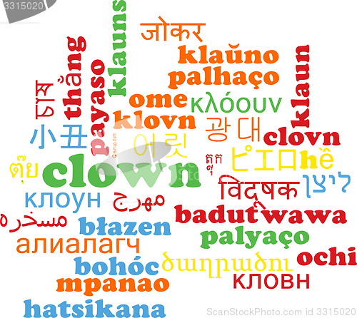 Image of Clown multilanguage wordcloud background concept