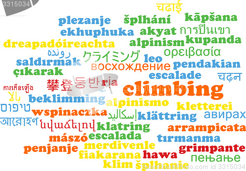 Image of Climbing multilanguage wordcloud background concept