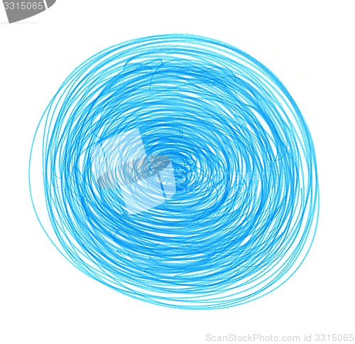 Image of Abstract blue drawn round elements for design