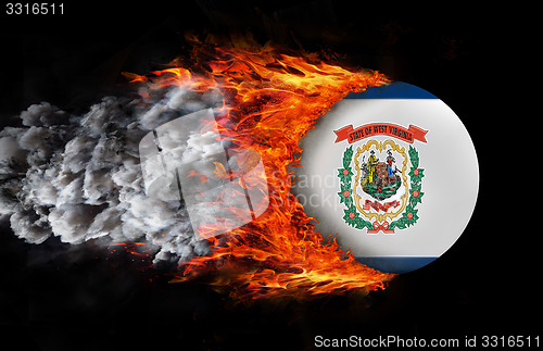 Image of Flag with a trail of fire and smoke - West Virginia