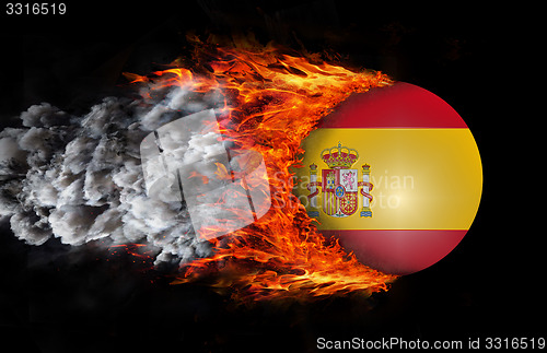 Image of Flag with a trail of fire and smoke - Spain