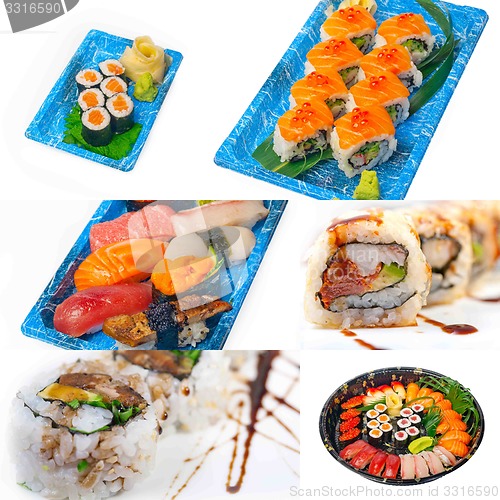 Image of Japanese sushi collage 