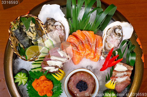 Image of fresh sushi choice combination assortment selection 