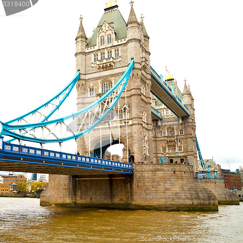 Image of london tower in england old bridge and the cloudy sky