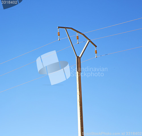 Image of   utility pole in africa morocco energy and distribution pylon