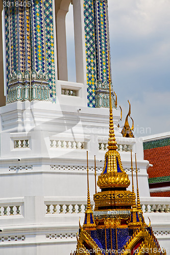 Image of  thailand asia   in  bangkok  cross colors  roof wat      and  c