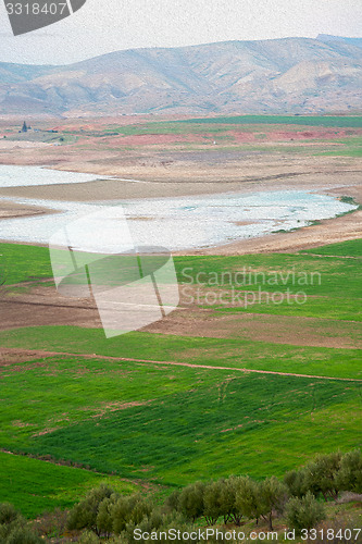 Image of pond and lake in the mountain morocco land 