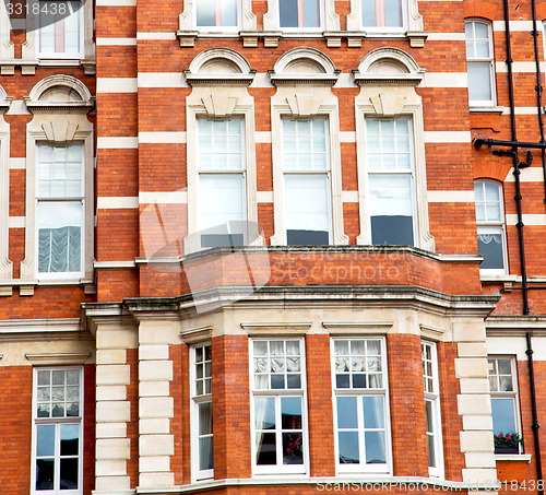 Image of window in europe london old red brick wall and      historical 