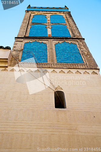 Image of old brick tower in morocco africa   and the sky