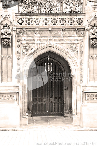 Image of parliament in london old church door and marble antique  wall