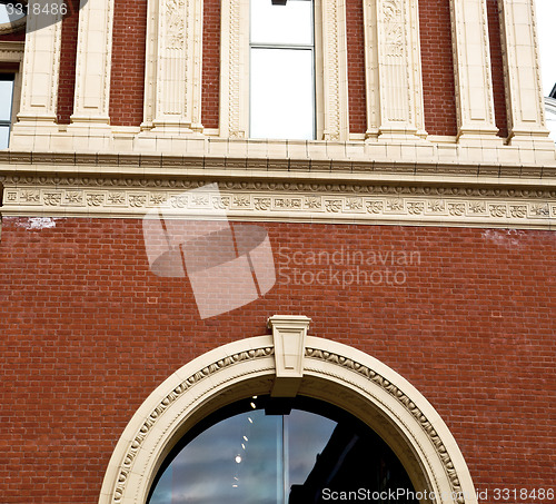Image of window in europe london old red brick wall and      historical 