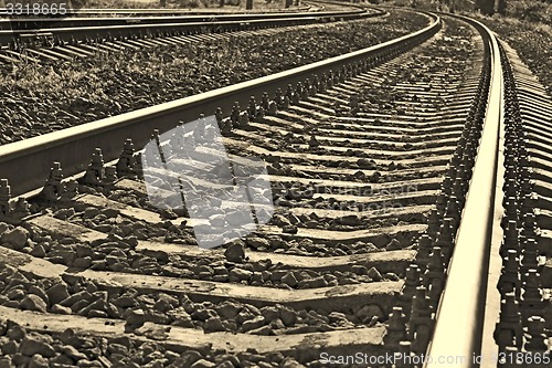 Image of Railroad track into sepia